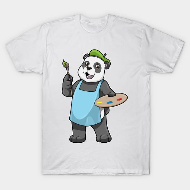 Panda as Painter with Brush & Colour T-Shirt by Markus Schnabel